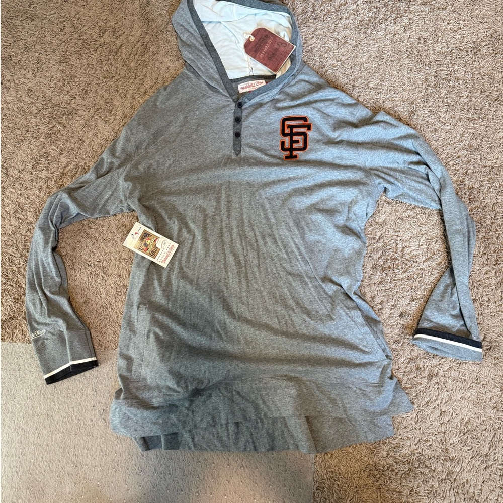Mitchell & Ness Gray Button-Up Hoodie